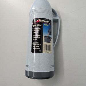 Aladdin Pop-Top Vacuum Bottle Thermos 1 Quart 950ml Speckled Blue Gray 47D